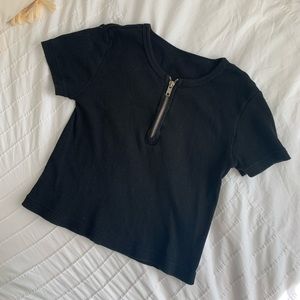 J Galt Cropped Black Zip Up